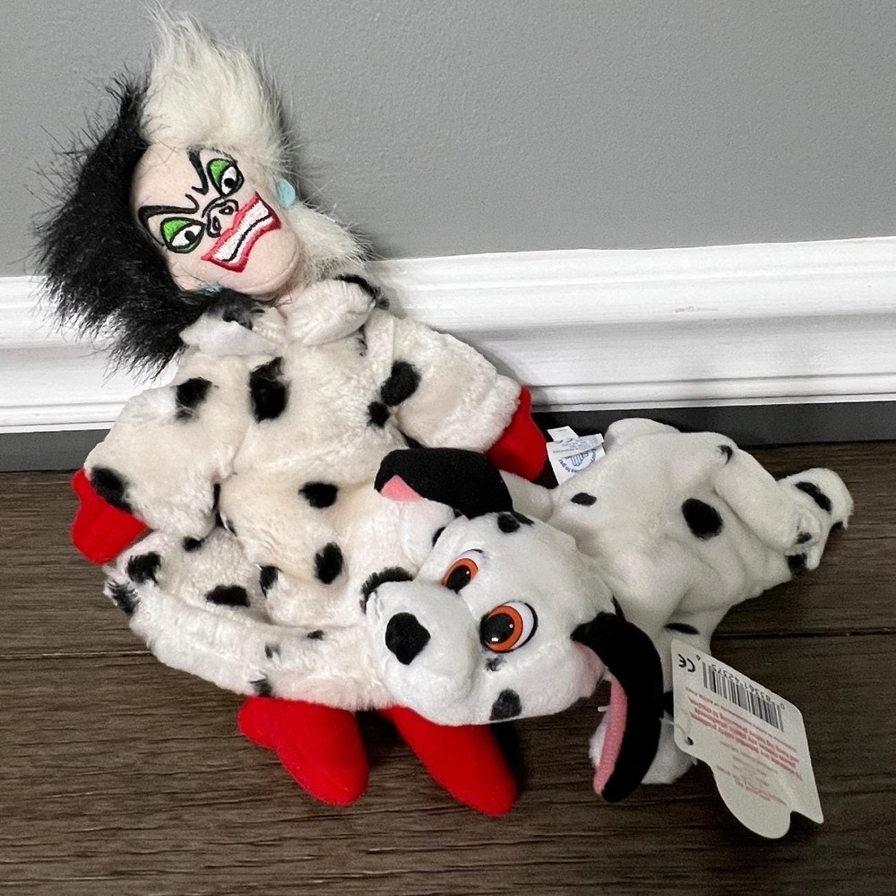 Vintage Cruella De Vil and Dalmatian Puppy Plush‎ Applause Disney Doll with Tag